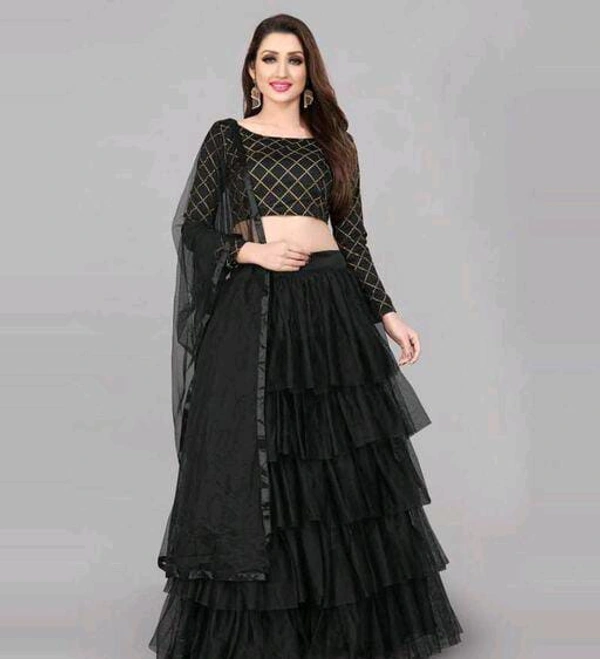 Net Lehenga - Red