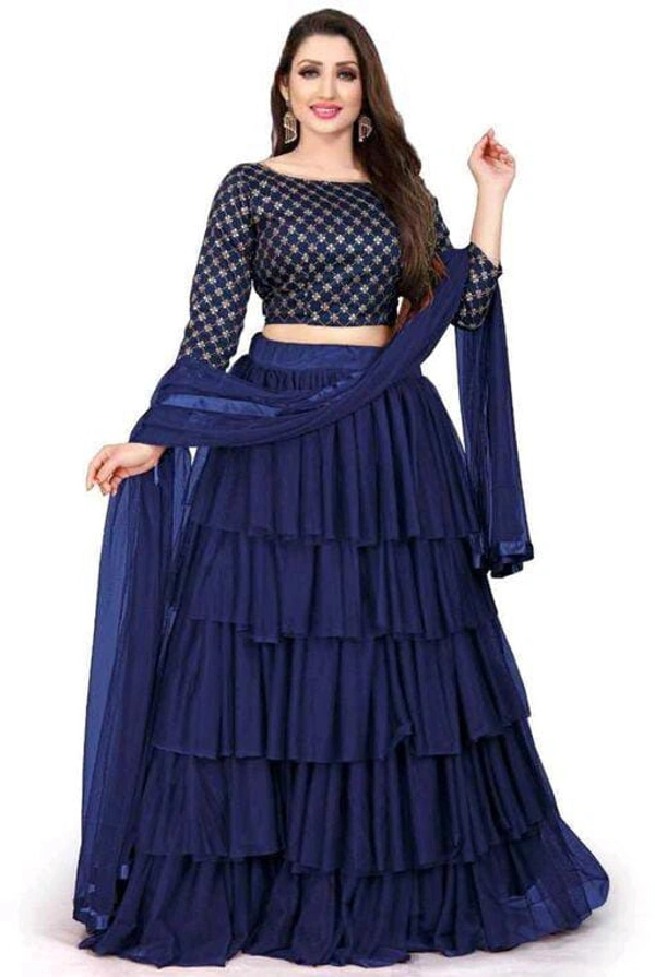 Net Lehenga - Blue