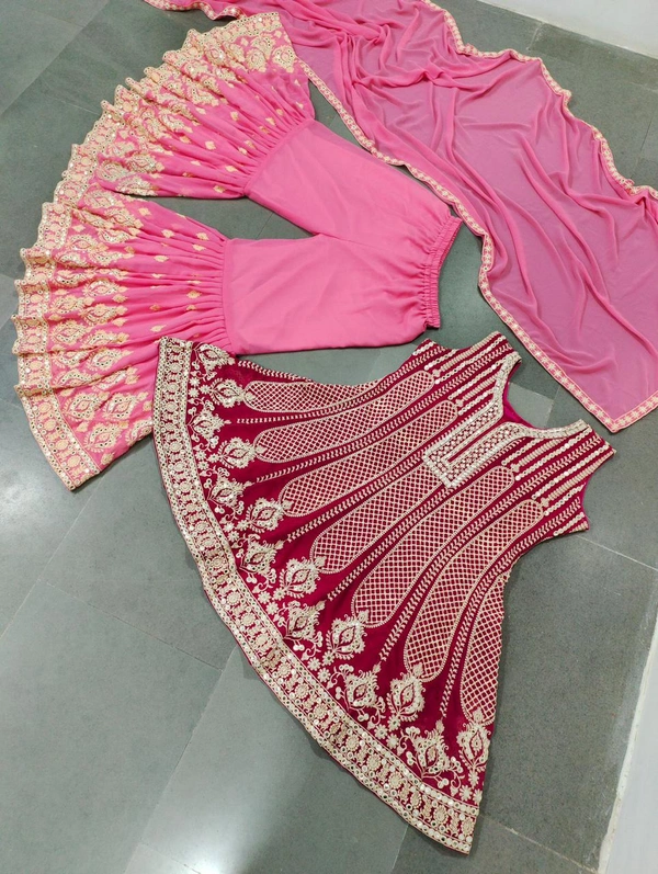 Designer sharara - pink