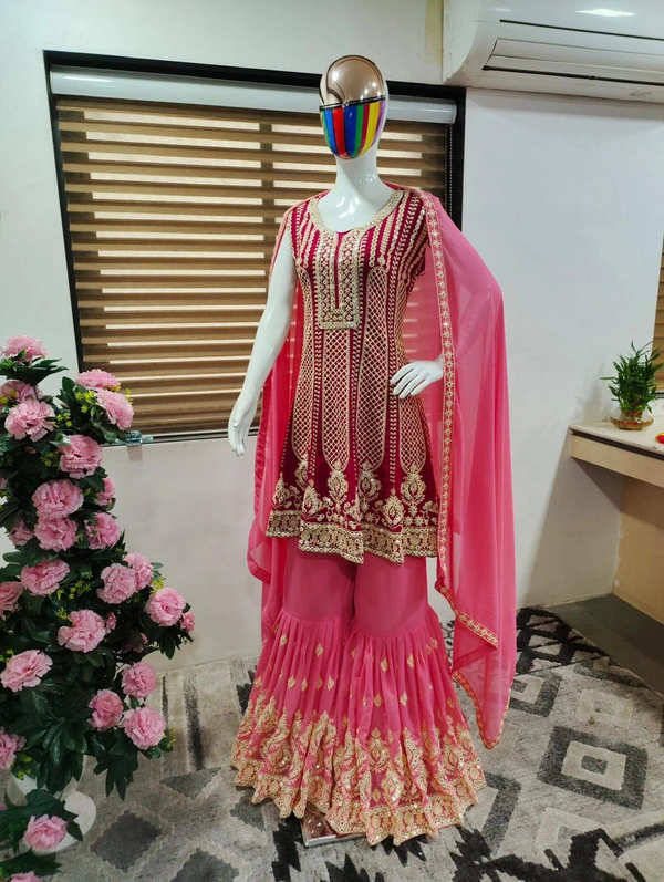 Designer sharara - pink