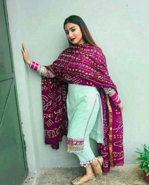Printed Kurta With Bhandhej Work Dupatta With Pant Sets 