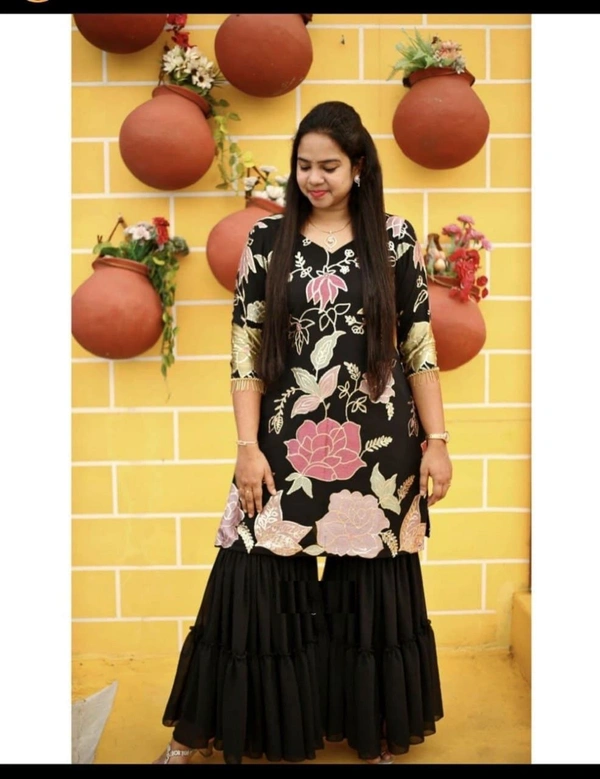 Floral Top Set - Black