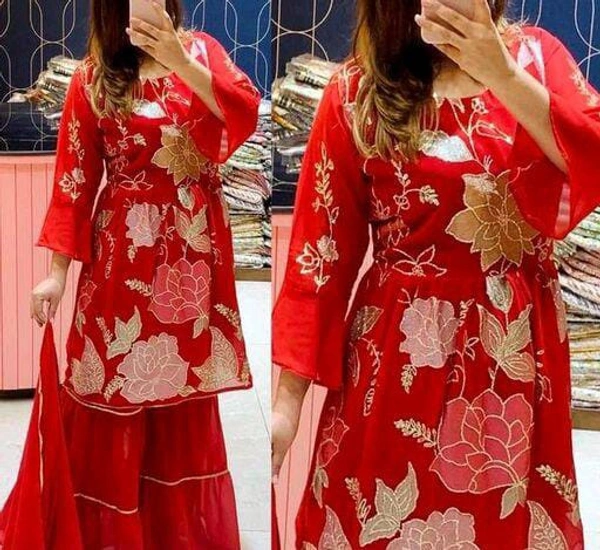 Floral Top Set - red