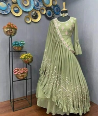  2-Way Beautiful Gown dress with Thred and Dupatta - 3