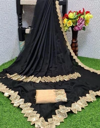SIQUENCE CHIKU SAREE WITH SEPARATE BLOUSE