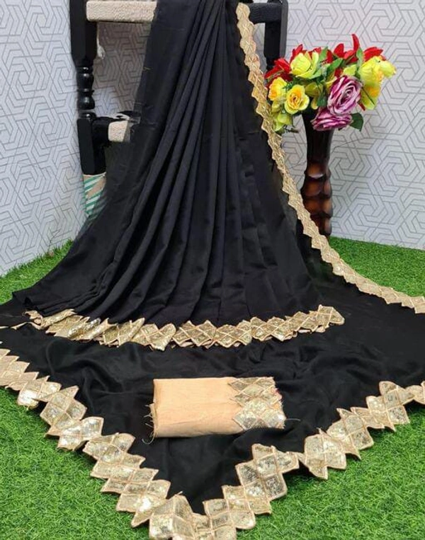 SIQUENCE CHIKU SAREE WITH SEPARATE BLOUSE