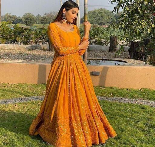 Amazon.com: Reception Wear Heavy Designer Indian Pakistani Slit Anarkali  Gown with Dupatta Suits (Unstitched, Choice 1) : Clothing, Shoes & Jewelry