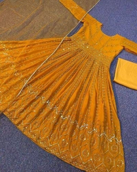 PARTY WEAR LOOK HEAVY EMBROIDERY AND SEQUINS WORK GOWN WITH DUPATTA