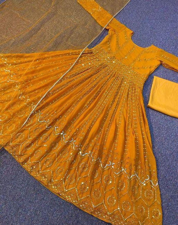 PARTY WEAR LOOK HEAVY EMBROIDERY AND SEQUINS WORK GOWN WITH DUPATTA