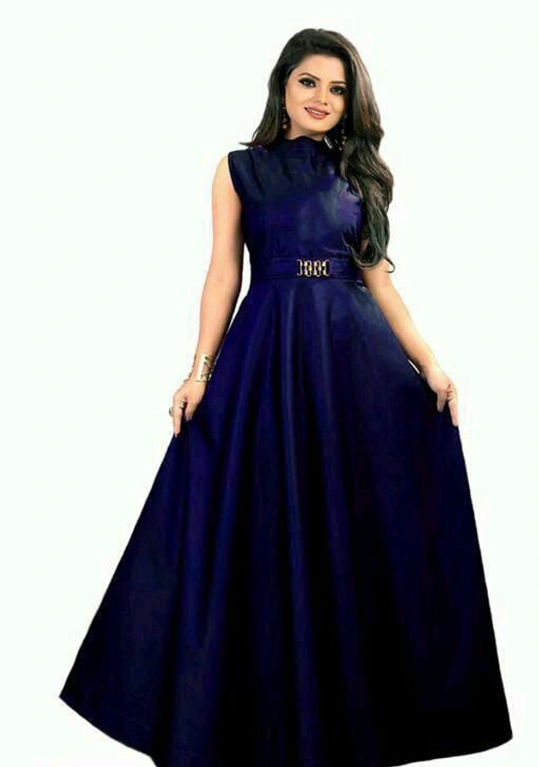 Attractive Taffeta Satin Gown - Blue