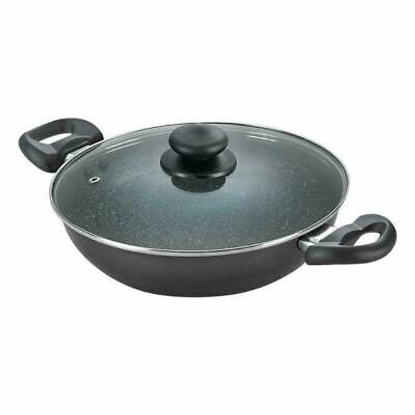 TTK PRESTIGE Prestige Omega Deluxe Granite Kadai, 240mm, Black