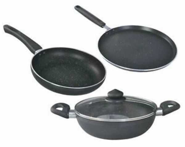 TTK PRESTIGE Prestige Omega Deluxe Granite 3 Pcs with 1 Glass Lid
