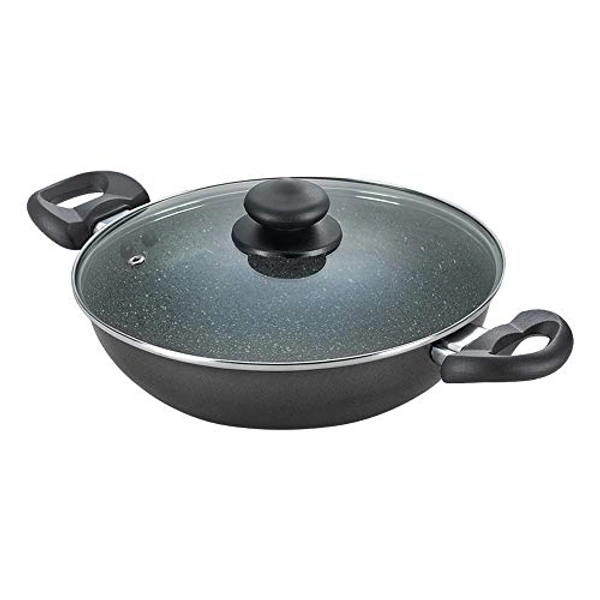 TTK PRESTIGE Prestige Omega Deluxe Granite Kadai, 260mm, Black