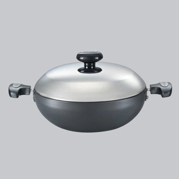 TTK PRESTIGE Prestige Hard Anodised Cookware Kadai, 240 mm, Black