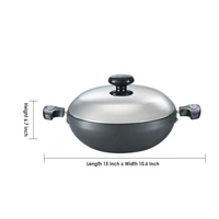 TTK PRESTIGE Prestige Hard Anodised Cookware Kadai, 240 mm, Black
