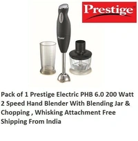 Ttk Prestige Prestige PHB 6.0 200 Watt 2 Speed Hand Blender with Blending Jar, Chopping, Whisking Attachment18%off