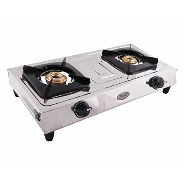 Prestige Star   2 Burner Gas Stove, Manual Ignition, Metallic Silver