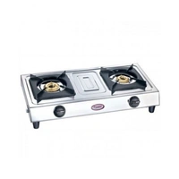 Prestige Star   2 Burner Gas Stove, Manual Ignition, Metallic Silver