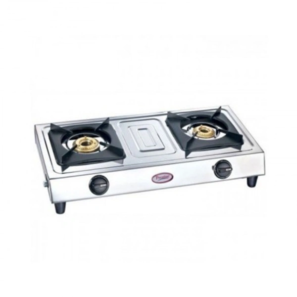 Prestige Star   2 Burner Gas Stove, Manual Ignition, Metallic Silver