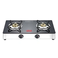 Prestige Marvel Plus Glass Top 2 Burner Gas Stove, Manual Ignition, Black