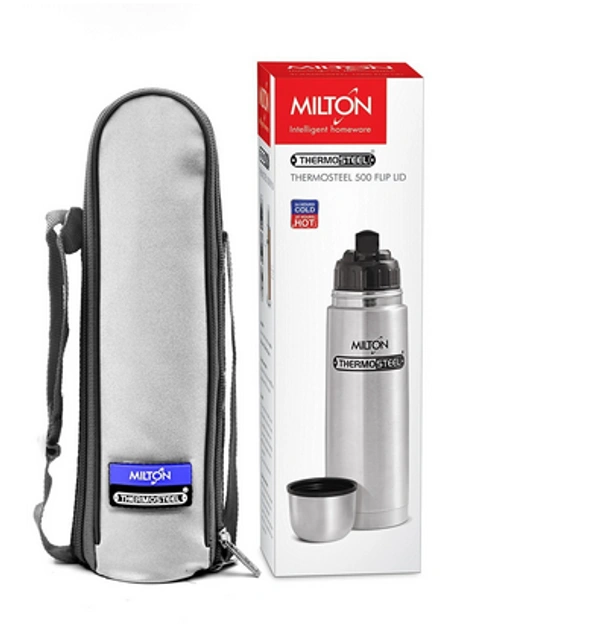 Milton Thermosteel Flip Lid Flask, 500 milliliters, Silver