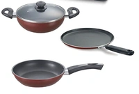 TTK PRESTIGE Prestige Induction Cooktop Pic 20.0 With Omega Deluxe Byk Set 3 Pc Set,Black