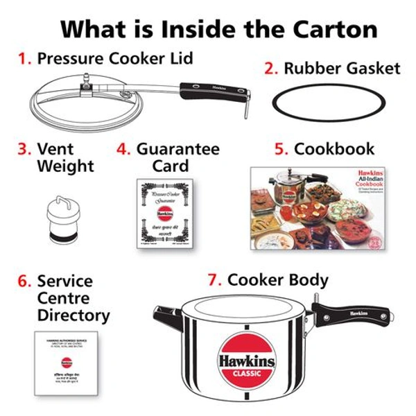 Hawkins Cooker Hawkins Classic Pressure Cooker, 5 Litre, Silver (CL50)