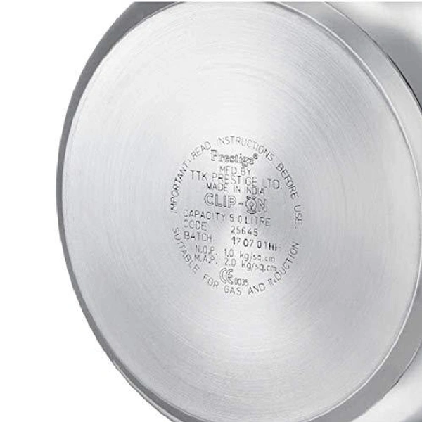 TTK Prestige Ltd Prestige Stainless Steel Svachh Clip-on 5ltr Cooker