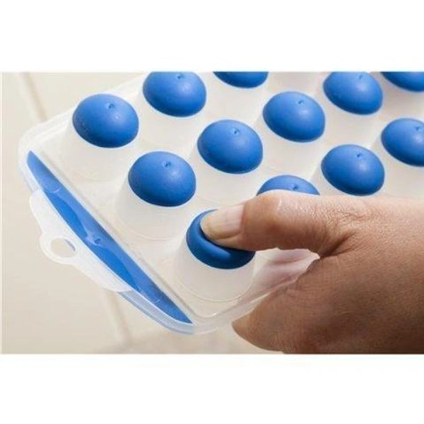 Polo Easy Push POP-UP ice Tray with Flexible Silicone Bottom Without lid, 21 Cubes - Pack of 2