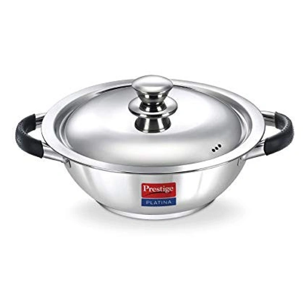 Ttk Prestige Prestige Platina Induction Base Non-Stick Stainless Steel Kadai, 220mm, Silver