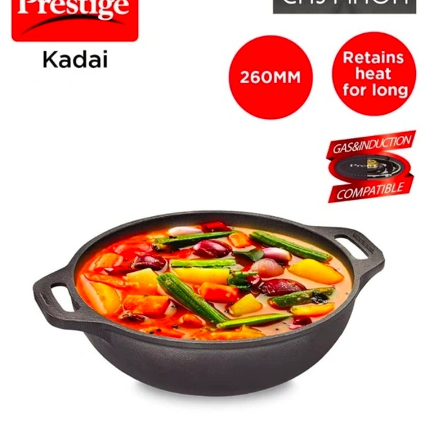 TTK PRESTIGE Prestige Cast Iron Kadai, 260 mm