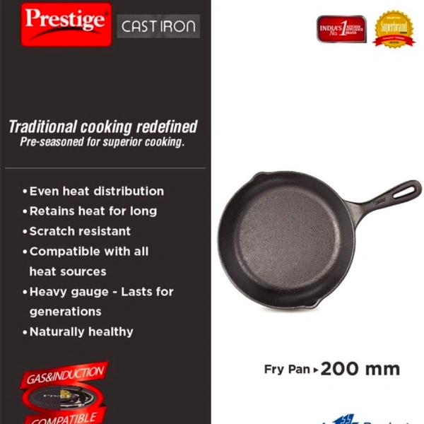 TTK Prestige Prestige Cast Iron Frypan  200mm