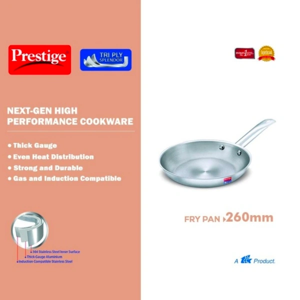 Ttk Prestige Tri Ply Splendor Fry Pan, 260mm, 2.3 litres