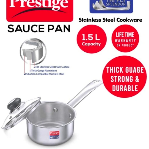 Ttk Prestige TriPly Splendor Sauce Pan 160mm, 1.5 L