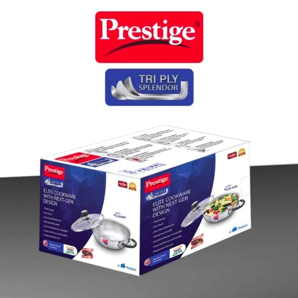 Ttk Prestige Tri Ply Splendor Kadai 220mm, 2.1 litres
