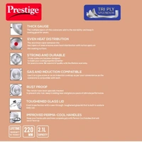 Ttk Prestige Tri Ply Splendor Kadai 220mm, 2.1 litres