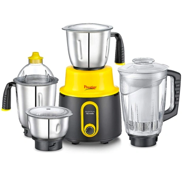 TTK Prestige  Delite Plus 4 Jar Mixer Grinder 750W - Colorful, Stylish and Powerful, ISI certified mixer grinder, Strong 750 watts motor4 super efficient