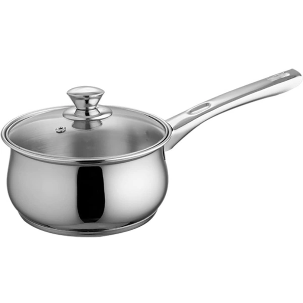 Jindal Krome By Jindal Stainless Steel Classic Sauce Pan With Lid 18 cm - Material-Stainless SteelColour-Steel SilverWeight-1 KgType-Sauce Pan