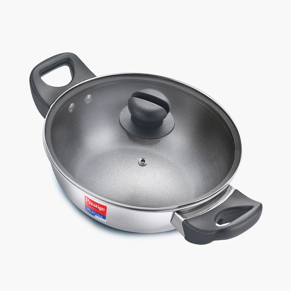 Prestige Platina Popular Cookware Kadai with Lid 220 - Should not dry heat, do no use sharp edged objects like Knige and Fork,Boli with Vinegor and citric 
