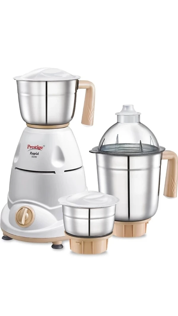 Prestige Rapid Mixer Grinder 550watts - Space saver designSuperior quality bodyStrong 550 W Motor3 Stainless steel Jars3 Super Efficient blage