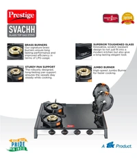 TTK Prestige Svachh GTSV-04 Glass top LP Gas Table, 4 Burner, With Liftable Burner Set - Powder Coated Body with Toughened Glass Top