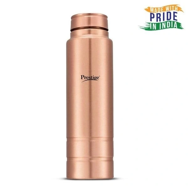 TTK PRESTIGE  Prestige Tattva Copper Water Bottle – TCB 03 (1000 ml) - Made of Pure Copper, Silicone Seal acting for Leak ProofEasy to Carry, Smooth and Glossy Surface,Hea