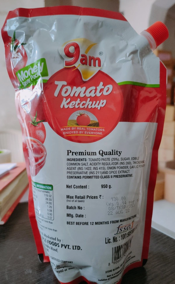 9am Tomato Ketchup 950g - Red