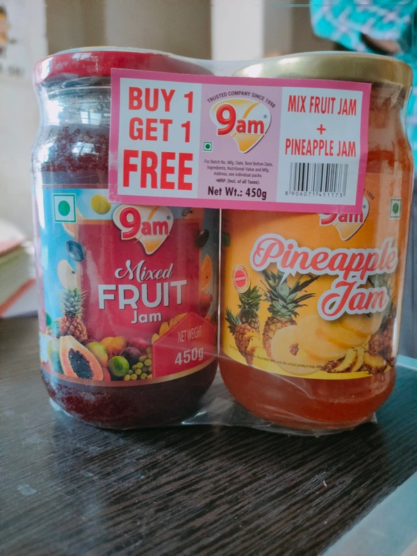 9am Jam Mixfruit450g+pineapple450g Free - Red
