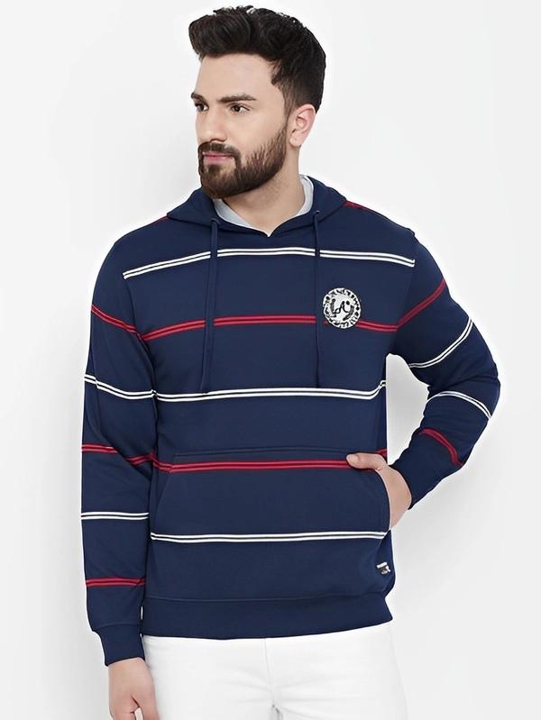Full Sleeve Striped Men Sweatshirt - Blue