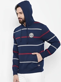 Full Sleeve Striped Men Sweatshirt - Blue