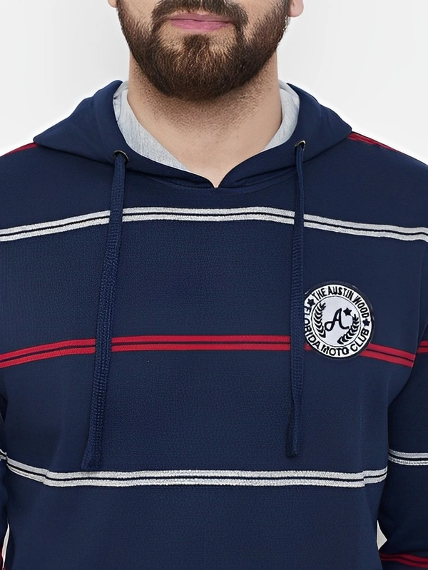 Full Sleeve Striped Men Sweatshirt - Blue