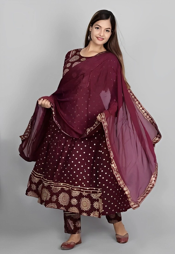 KURTIGHAR Indi Printed Kurta, Trouser/Pant & Dupatta - Black Rose