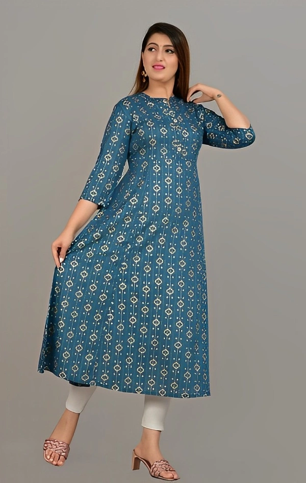 NEW4U Women Printed Anarkali - Royal Blue