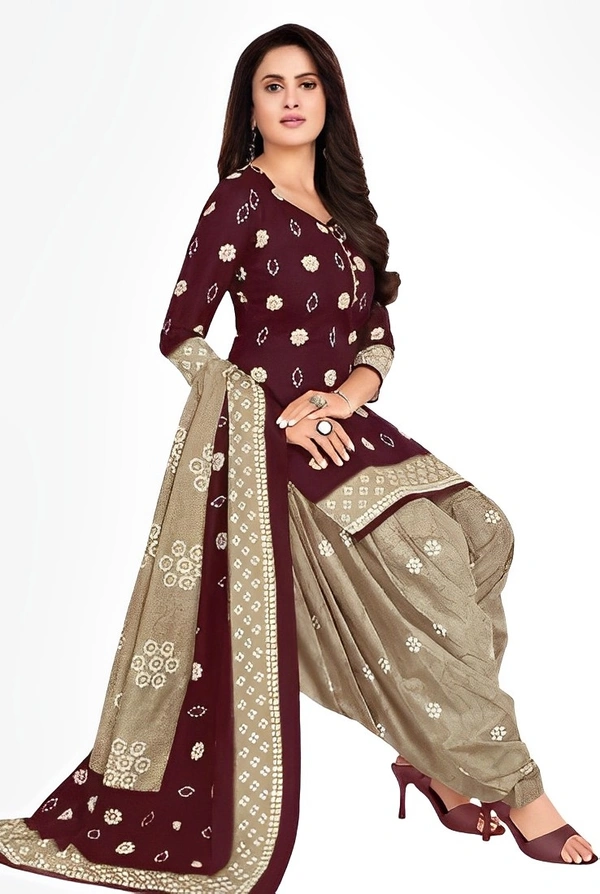 THIRA Crepe Printed Salwar Suit - Maroon